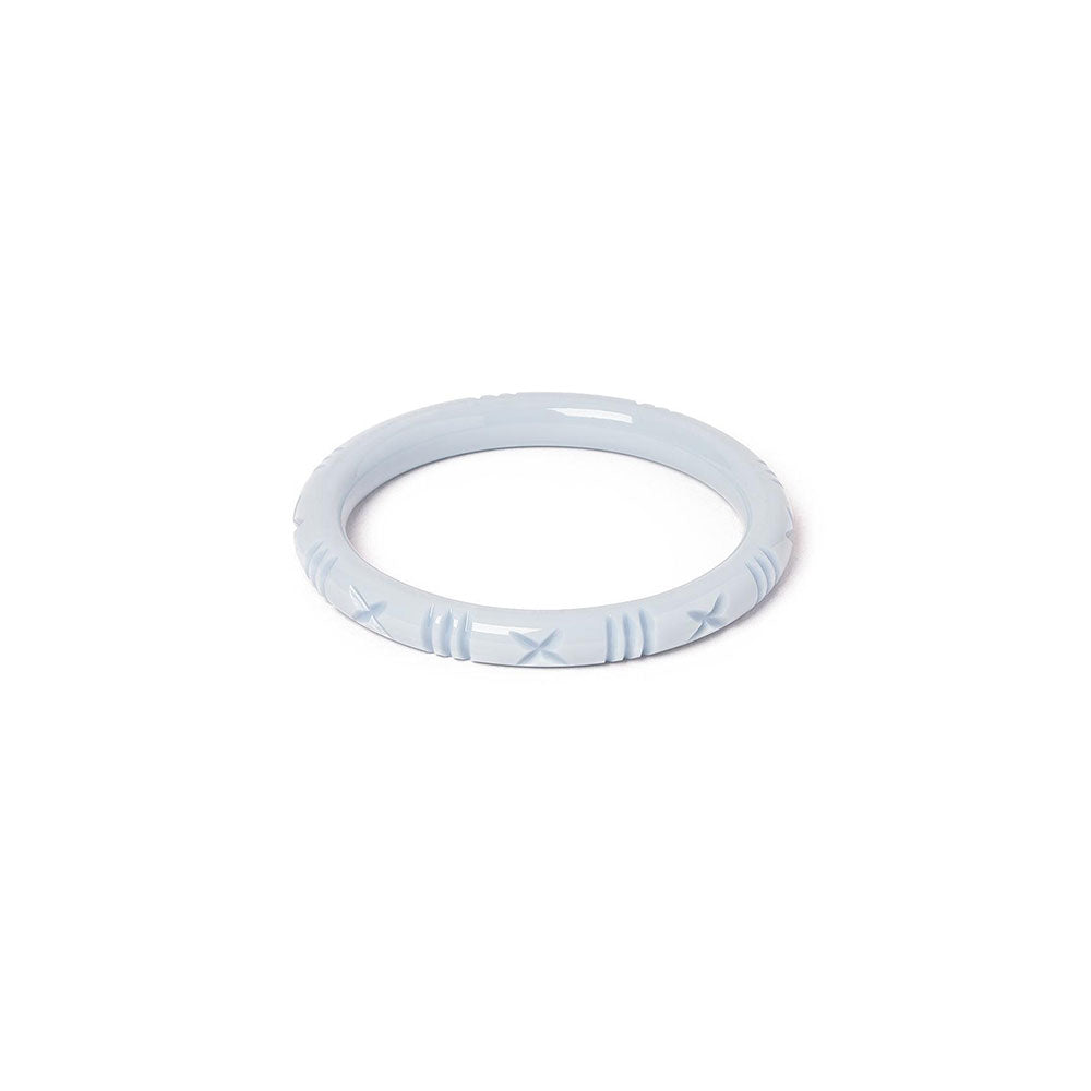 Narrow Powder Blue Heavy Carve Bangle by Splendette - MEDIUM
