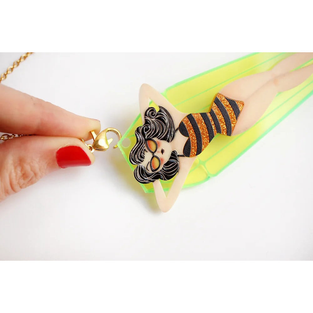 Necklace/Brooch Girl on Mat by Laliblue