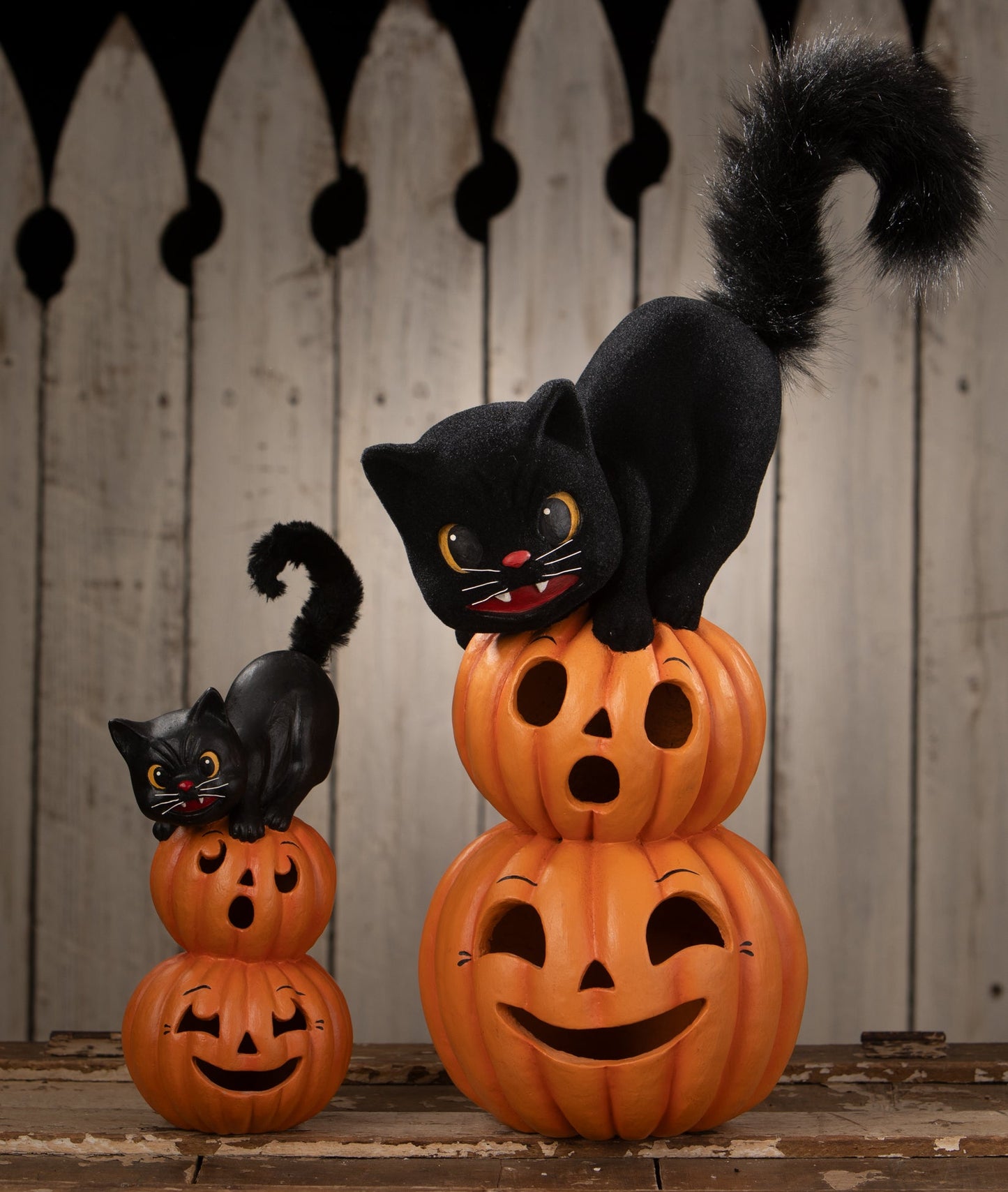 Small Pumpkin Stack Black Cat | Halloween Decor | Bethany Lowe