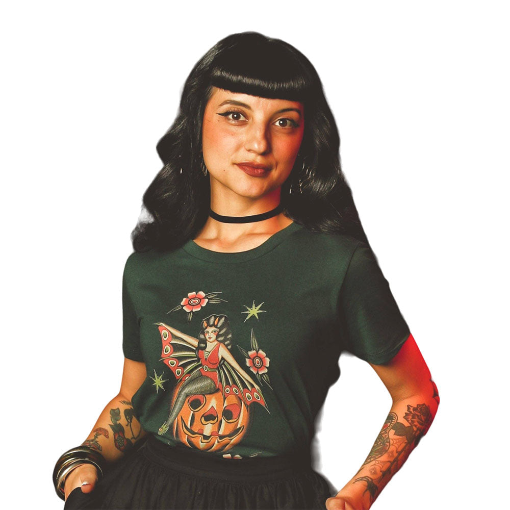 October Child Fitted Tee in Forest Green - SMALL
