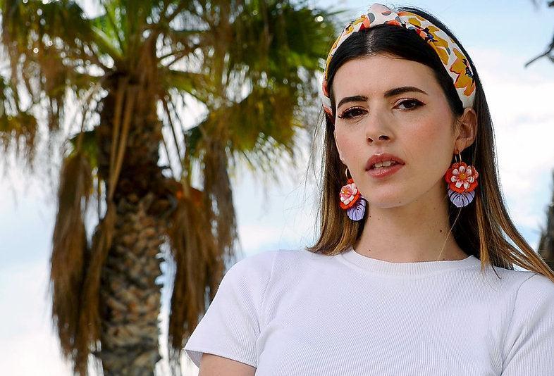 Orange Tropical Flower Earrings by Laliblue