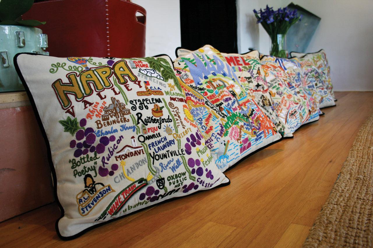 Oregon Hand-Embroidered Pillow