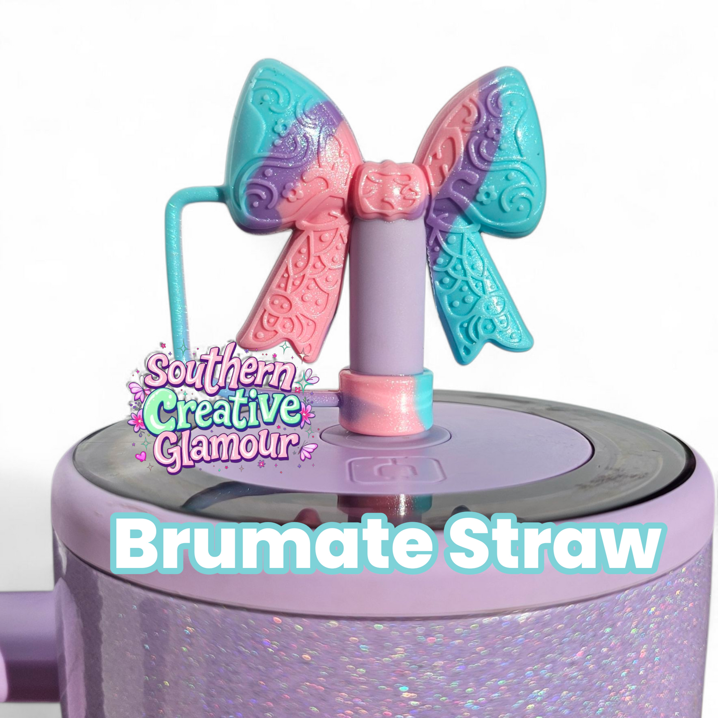 Paisley Princess 3D Bow Silicone 10mm Straw Topper | Pearl Shimmer