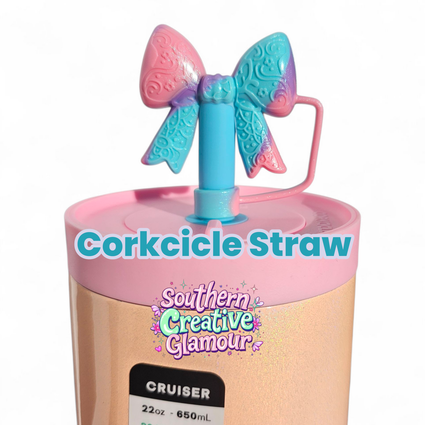 Paisley Princess 3D BOW Silicone Straw Topper | Watermelon Shimmer