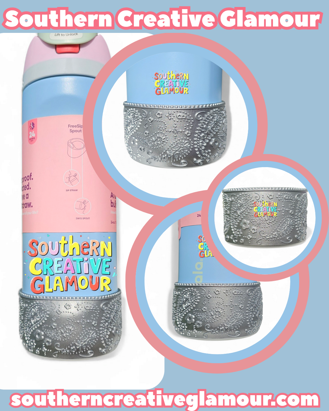 Princess Paisley Silicone Tumbler Boot | Metallic Pink Dusk Shimmer