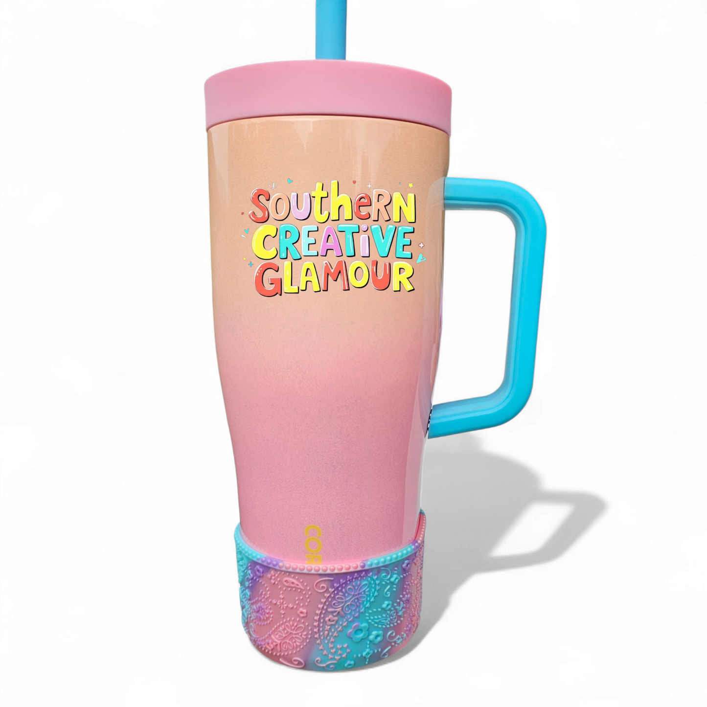 Princess Paisley Silicone Tumbler Boot | Metallic Pink Dusk Shimmer