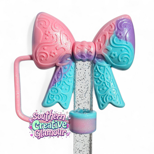 Paisley Princess 3D Silicone Straw Topper | Pastel Swirl Shimmer