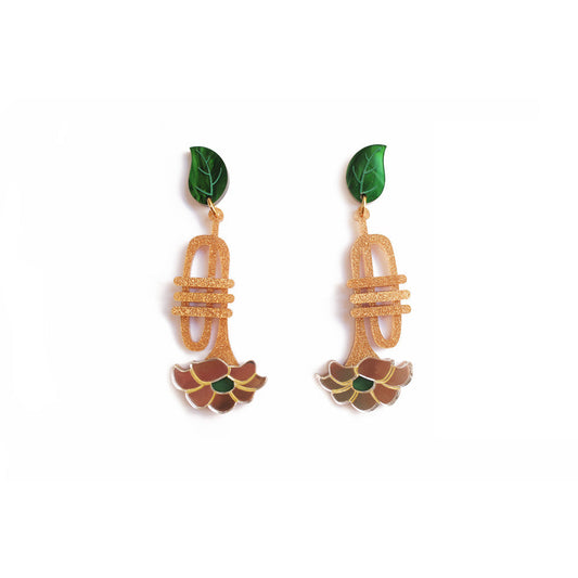 Trumpet with flower earrings by Laliblue