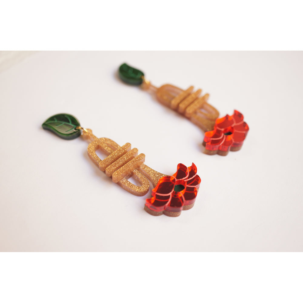 Trumpet with flower earrings by Laliblue