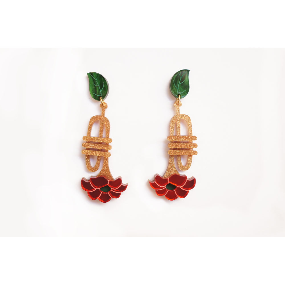 Trumpet with flower earrings by Laliblue