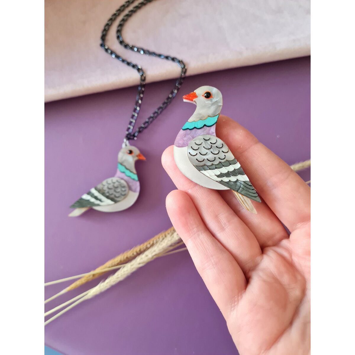 Pigeon Mini Pendant Necklace by Cherryloco
