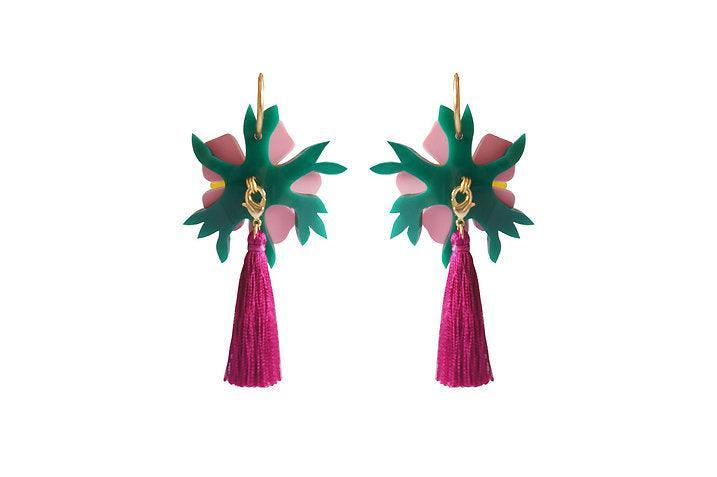 Pink Tropical Flower Earrings by Laliblue