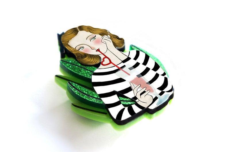 PinUp with Milkshake Brooch by Laliblue