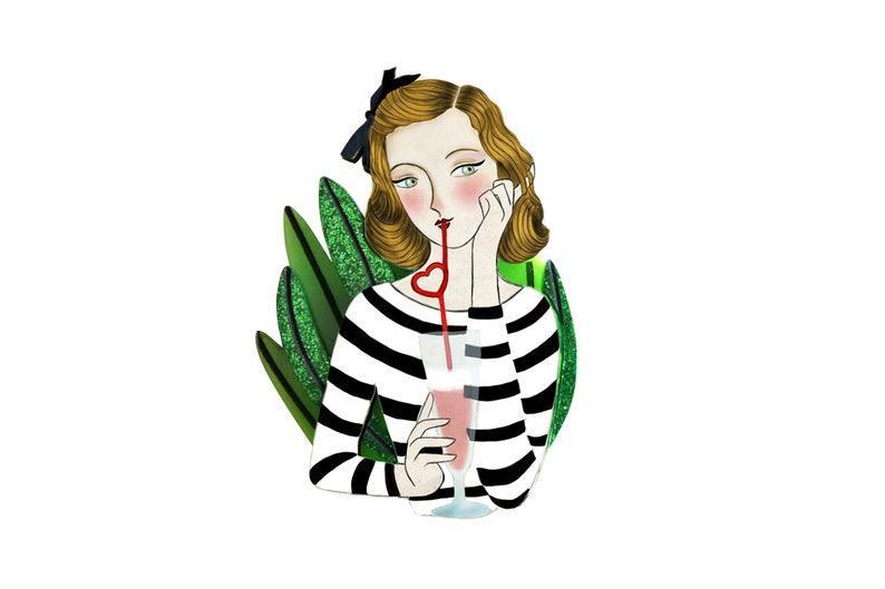PinUp with Milkshake Brooch by Laliblue