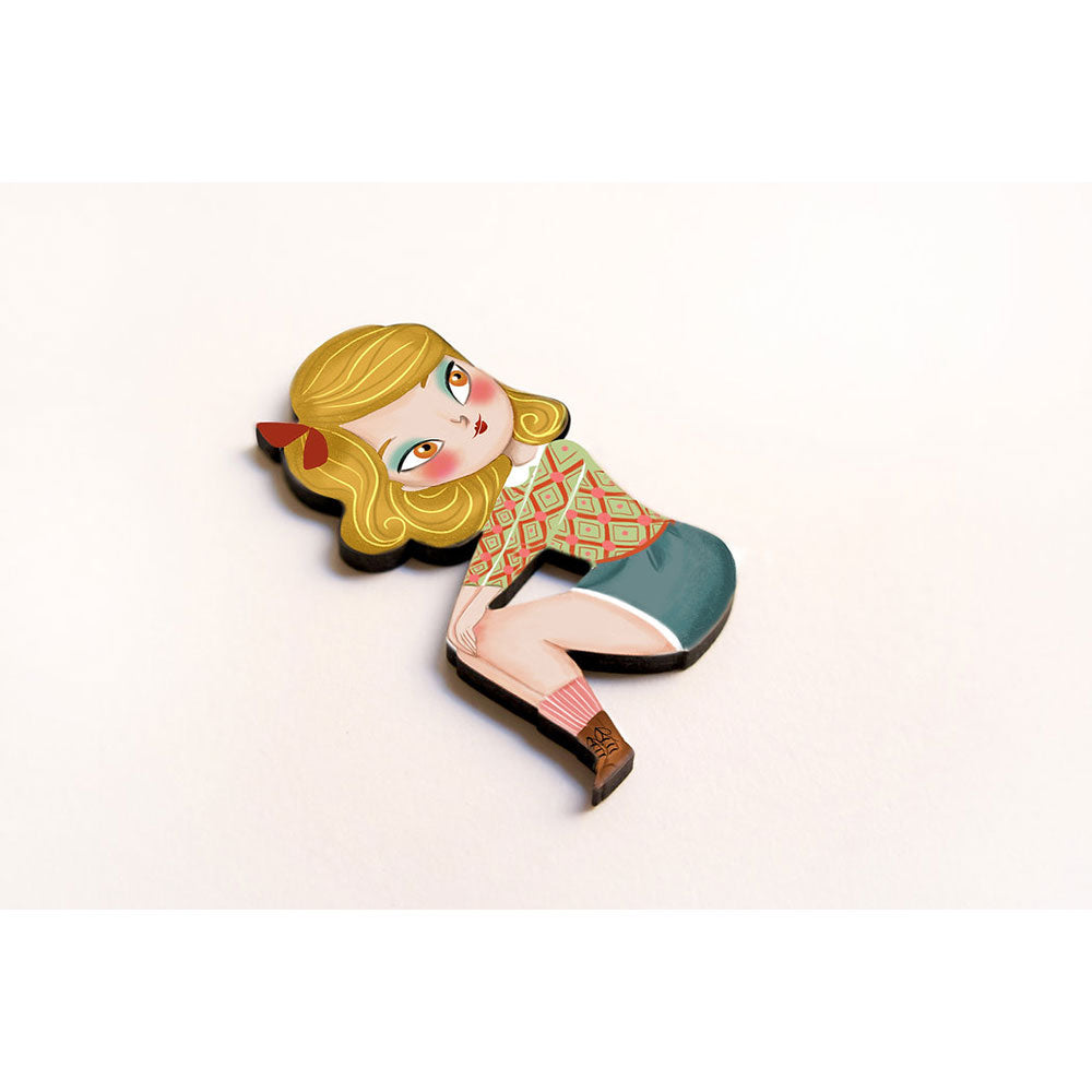 Puzzle with blonde girl brooch by Laliblue
