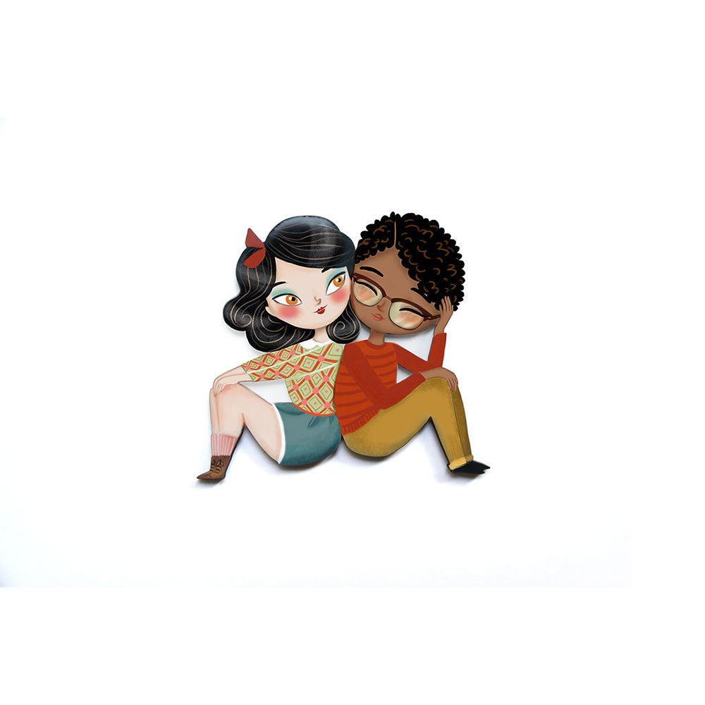 Puzzle with brunette girl brooch by Laliblue
