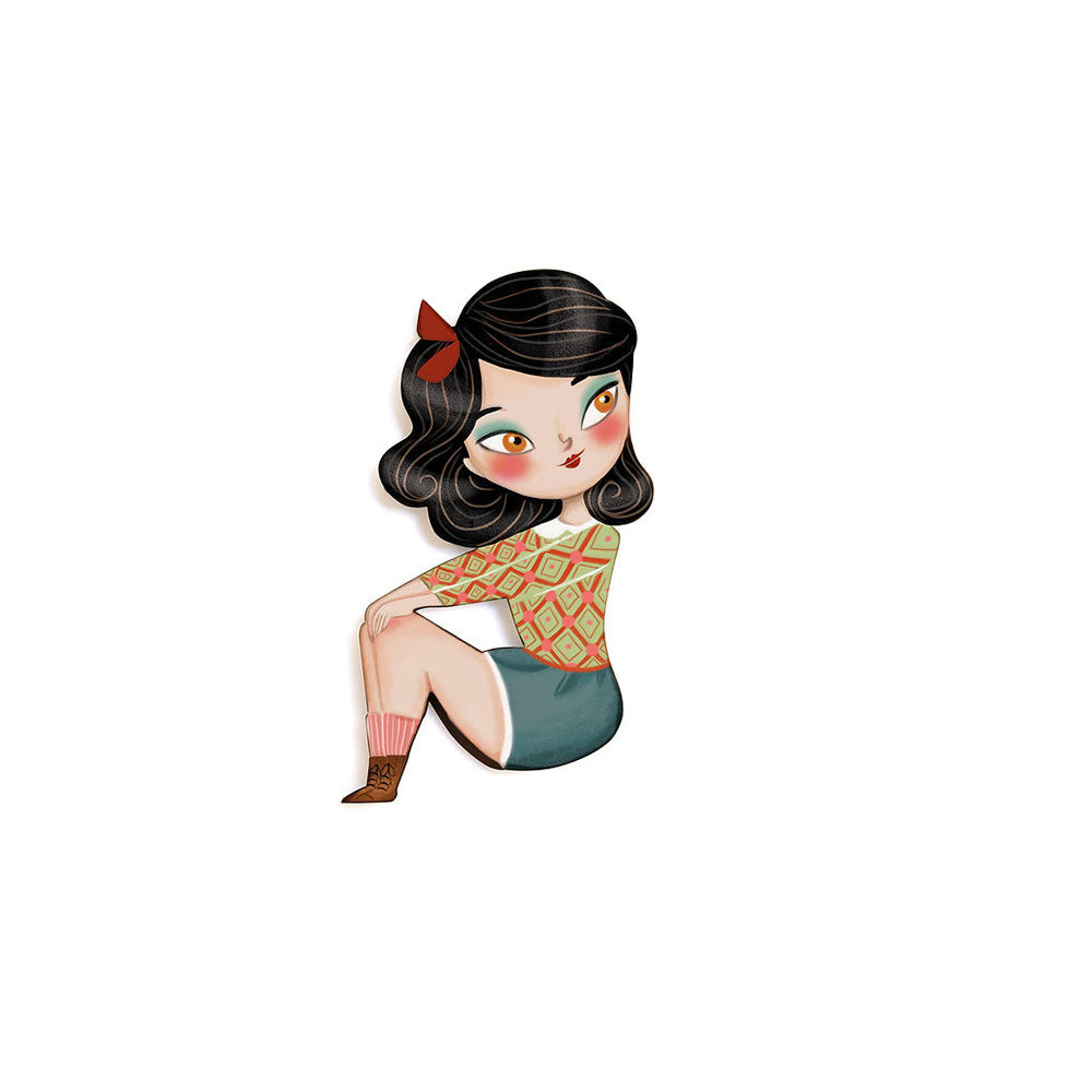 Puzzle with brunette girl brooch by Laliblue