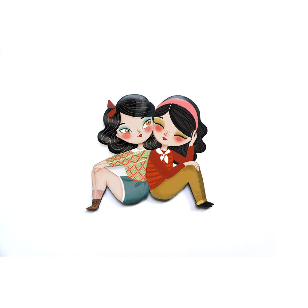 Puzzle with brunette girl brooch by Laliblue