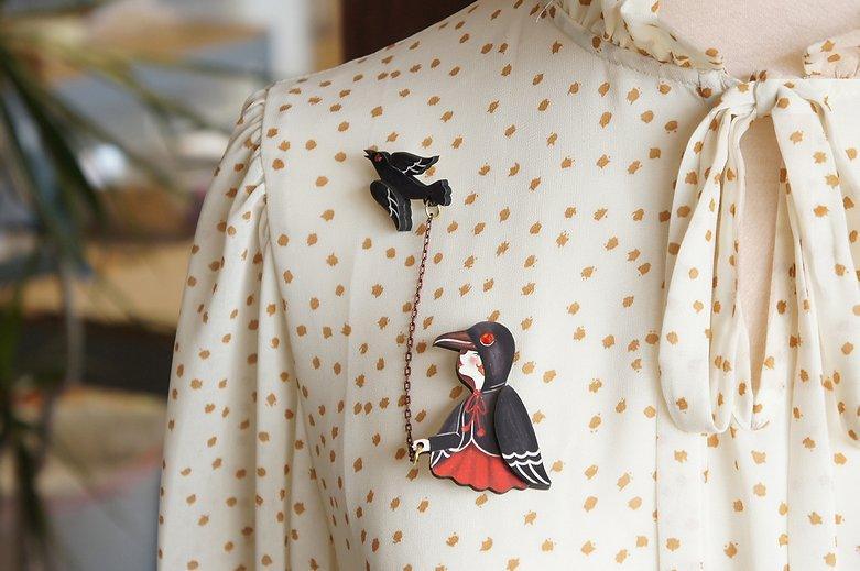 Raven Girl  Brooch by Laliblue