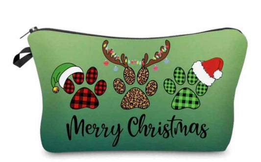 Pouch - Holiday Christmas - Paw Prints Merry Christmas