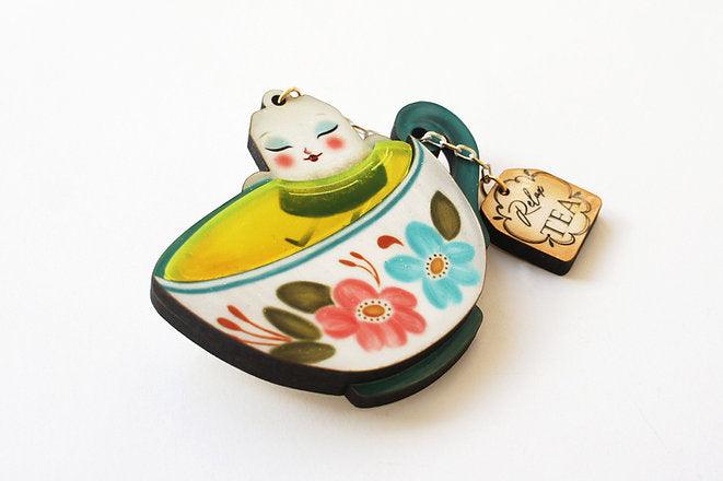 Relax Tea Brooch by Laliblue
