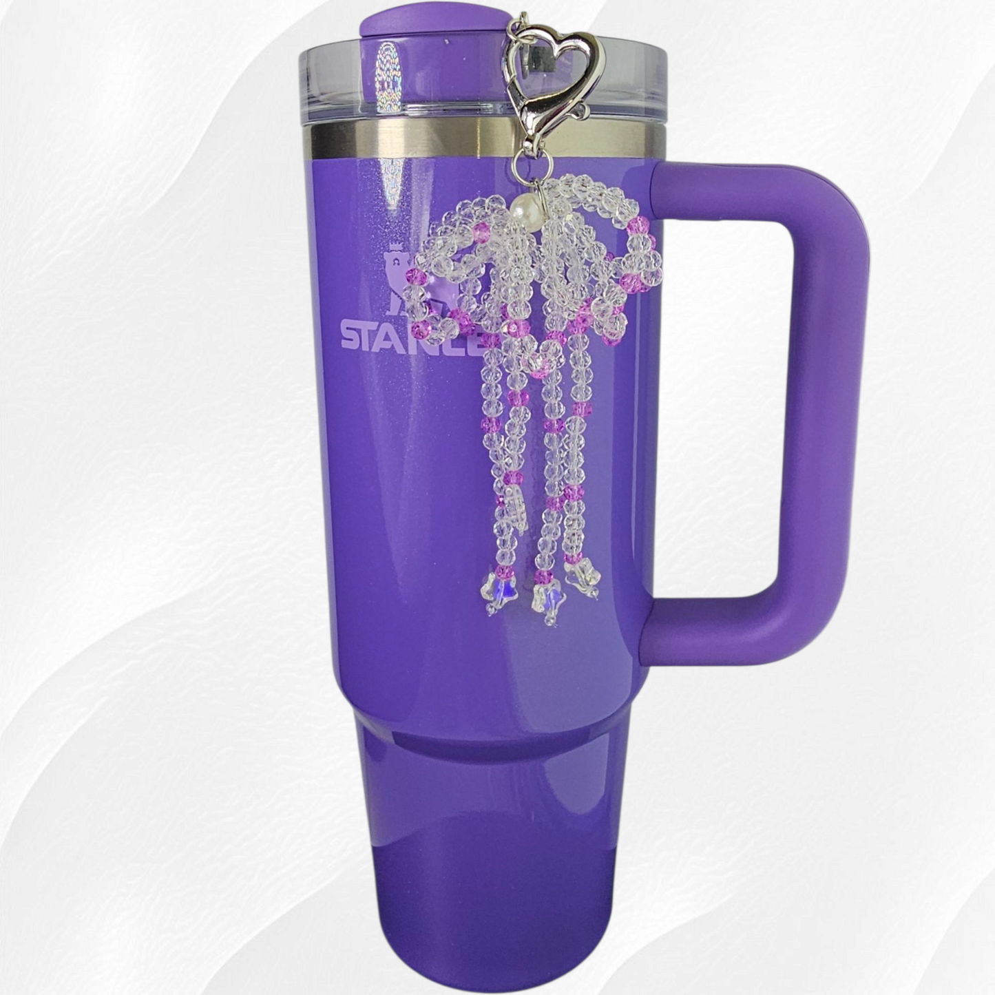 Purple Crystal Beaded Bow Tumbler Charm