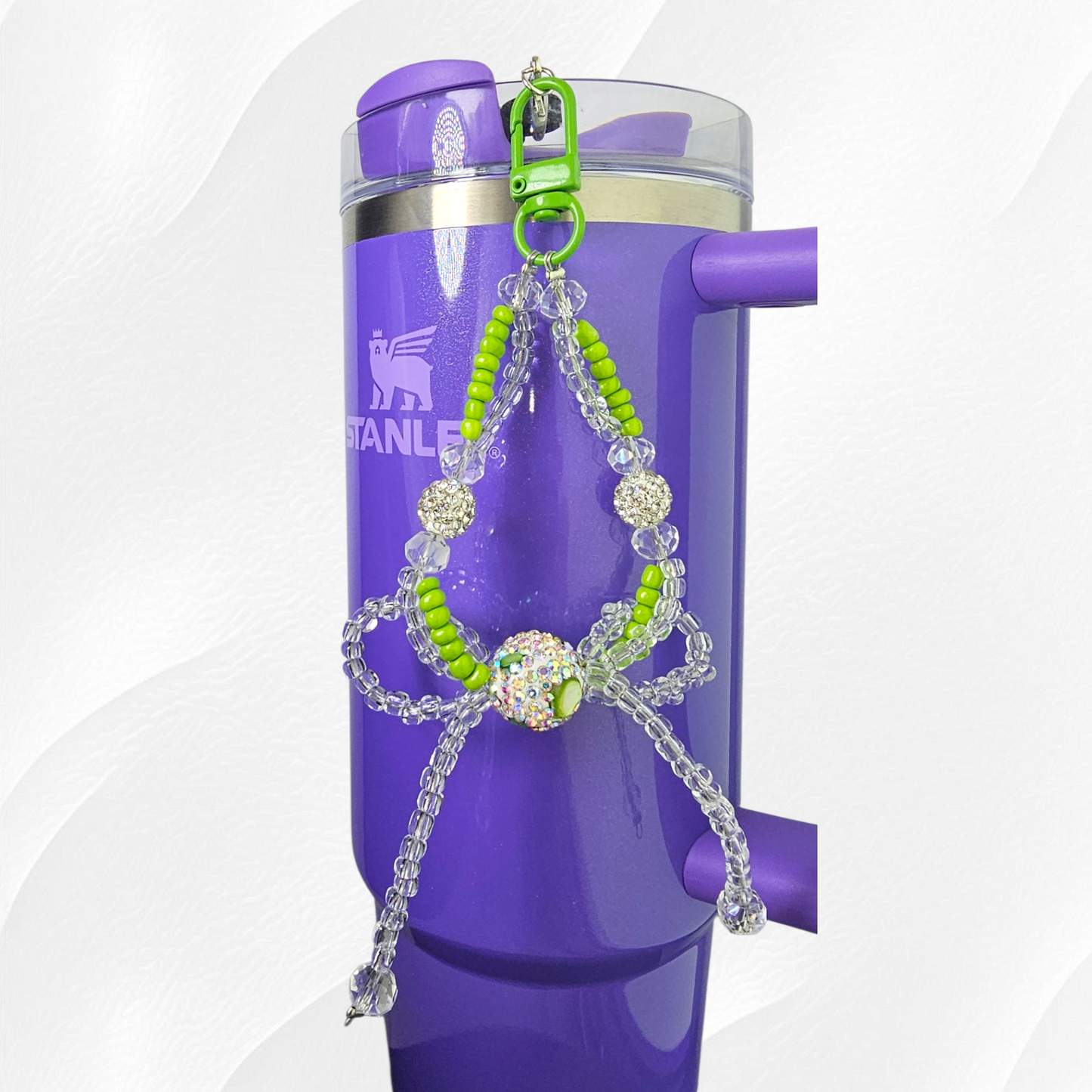 Beaded Glitter Bow Tumbler Straw Charm