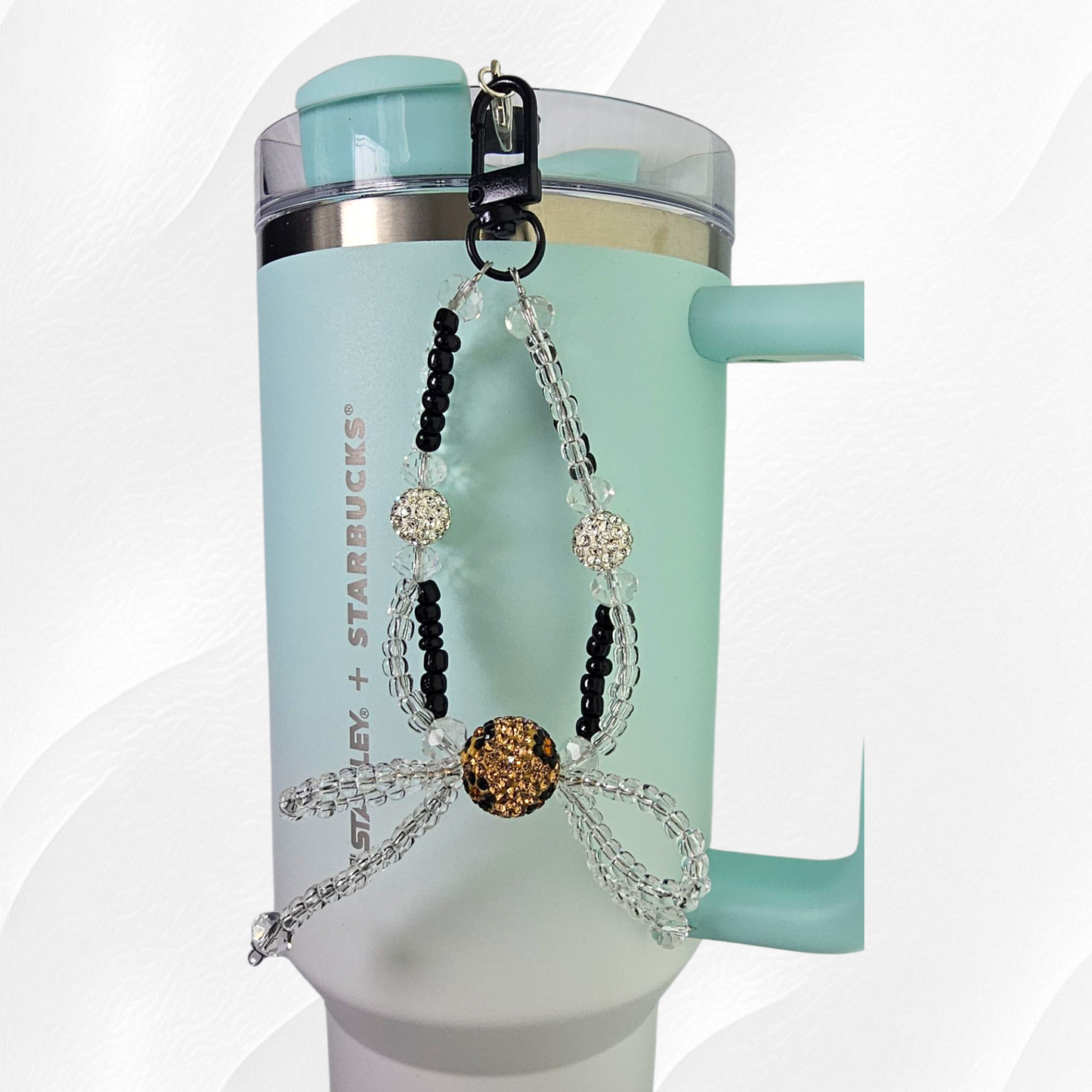 Beaded Glitter Bow Tumbler Straw Charm