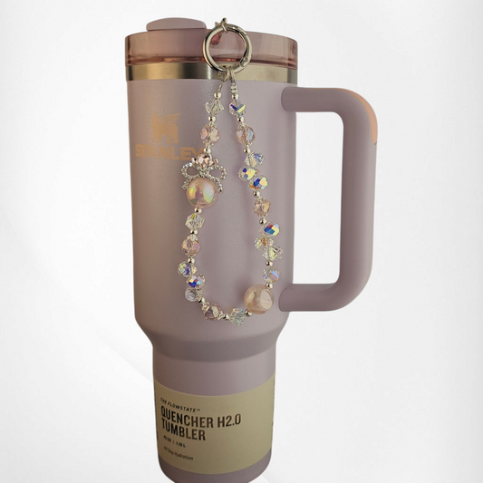 Deluxe Pearl Beaded Tumbler Charm - Pink