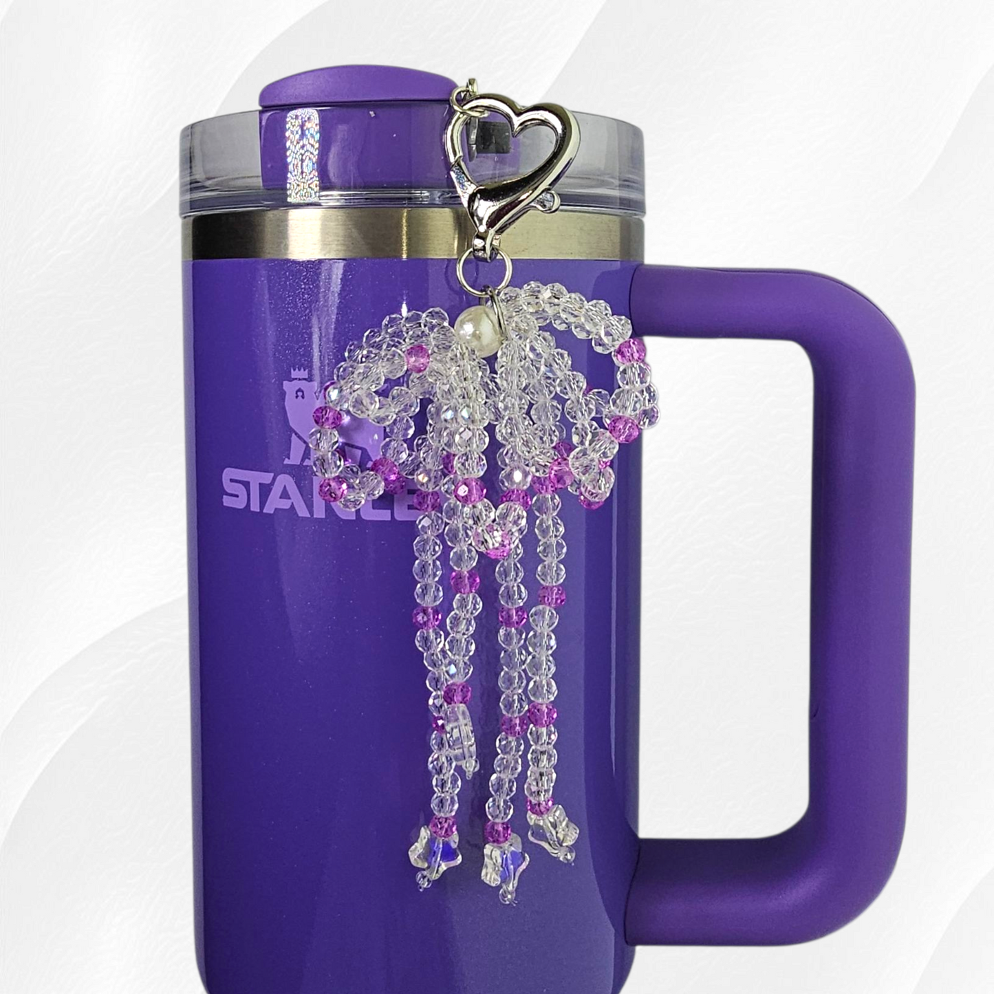Purple Crystal Beaded Bow Tumbler Charm