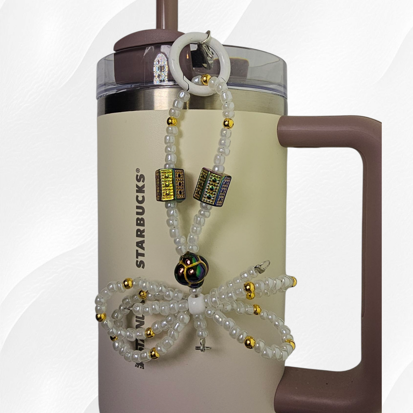 Egyptian Beaded Ribbon Bow Tumbler Straw Charm