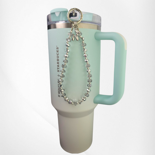 Crystal Beaded Balloon Dog Tumbler Charm Bracelet  - Mirror Silver