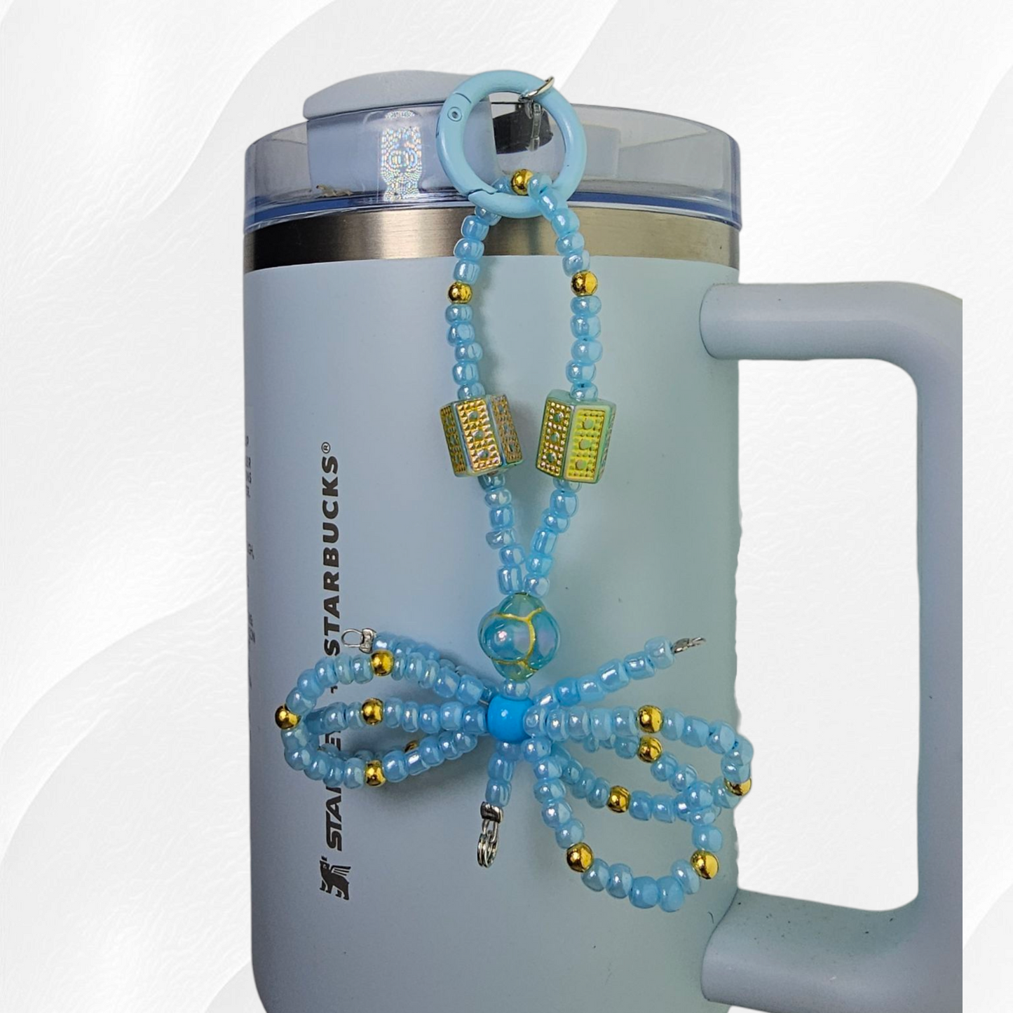 Egyptian Beaded Ribbon Bow Tumbler Straw Charm