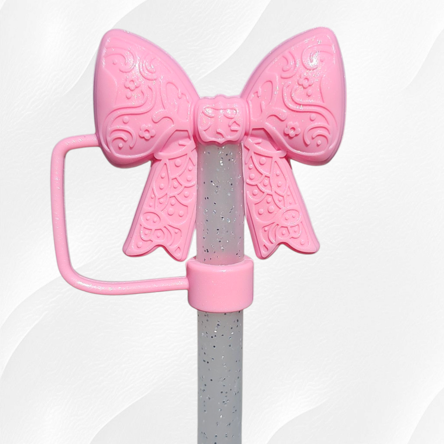 Paisley Princess 3D Bow Silicone 10mm Straw Topper | Sizzling Pink