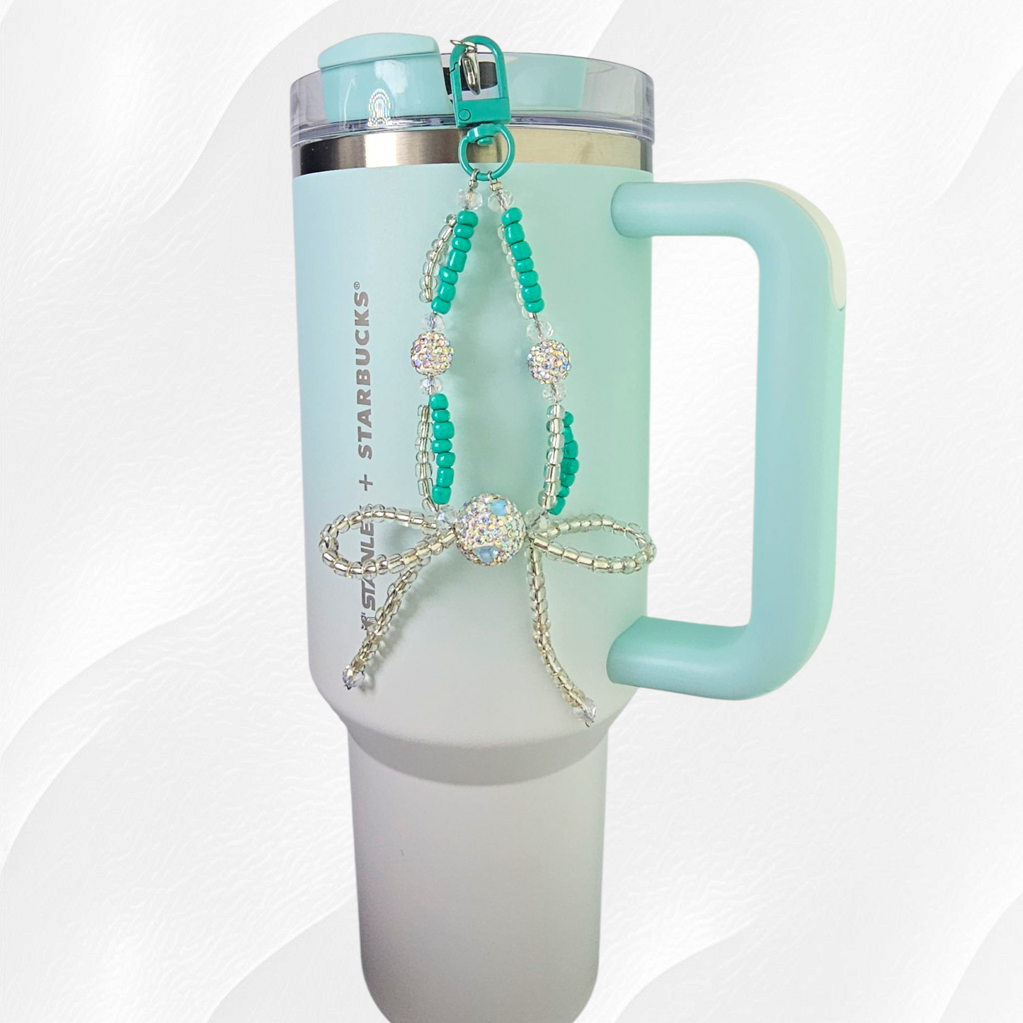 Beaded Glitter Bow Tumbler Straw Charm