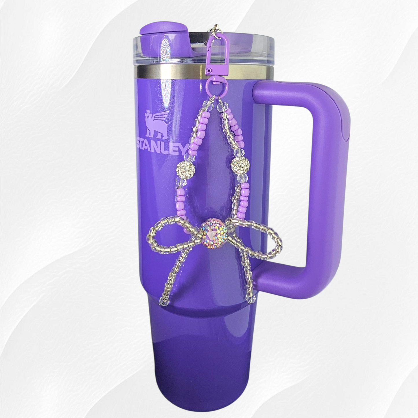 Beaded Glitter Bow Tumbler Straw Charm