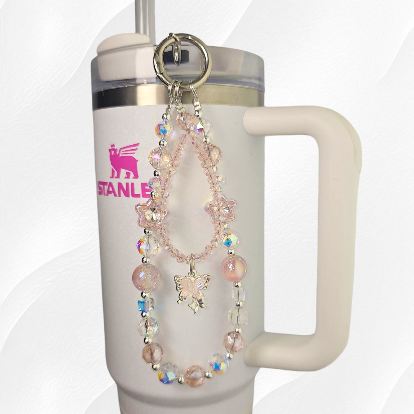 Butterfly Beaded Tumbler Charm Necklace