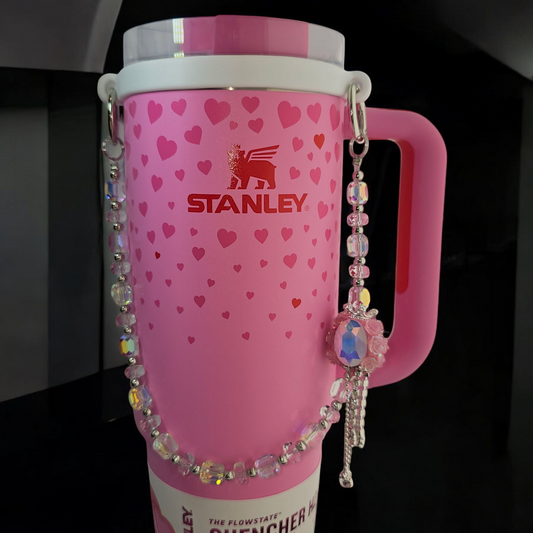 Deluxe Princess Beaded Tumbler Charm Necklace  - Princess Pink