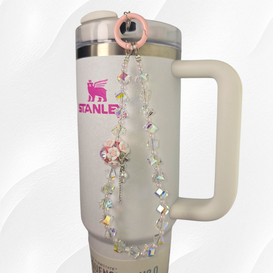 Flower Beaded Tumbler Charm Necklace