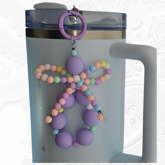Beaded Ribbon Bow Tumbler Cup Charm Pendant