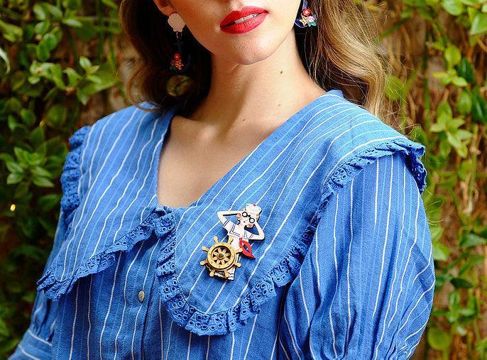 Sailor Pin Up Brooch by Laliblue