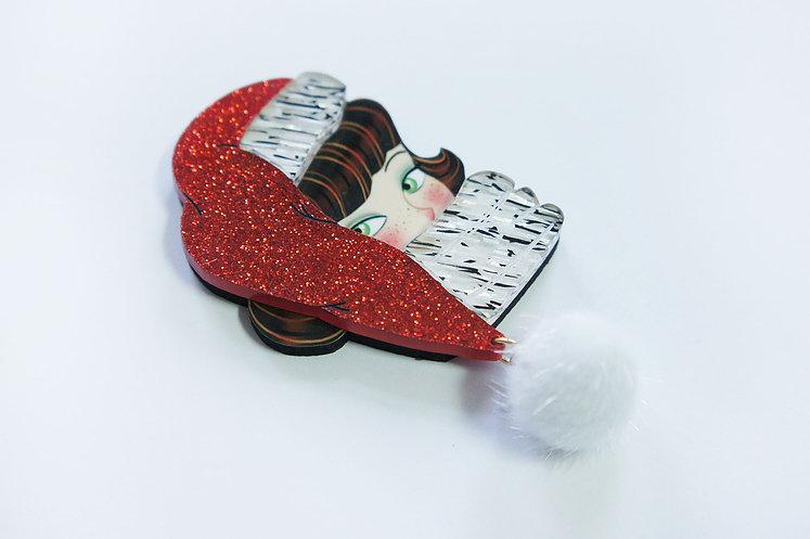 Santa Baby Brunette Brooch by Laliblue