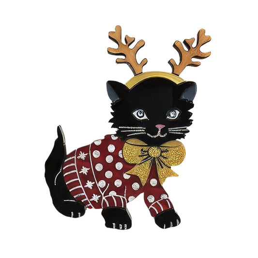 Santa's Little Helper Cat Brooch by Cherryloco Jewellery
