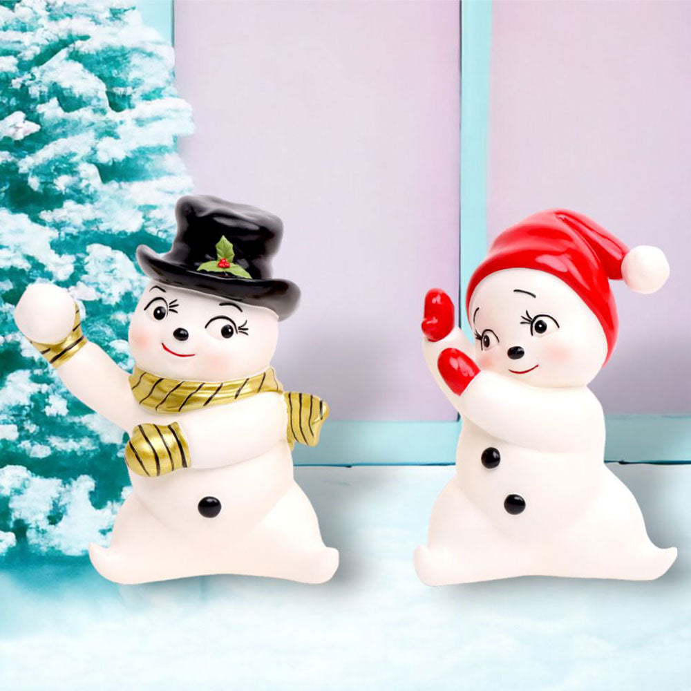 Set of 2 Retro Snow Kids Playing by December Diamonds