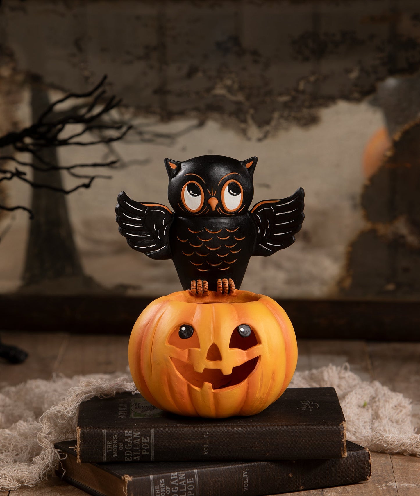 Owl on Jack O'Lantern | Halloween Decor | Bethany Lowe