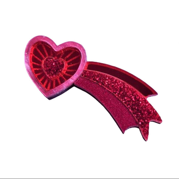 Shooting Heart Mini Brooch by Cherryloco - RED