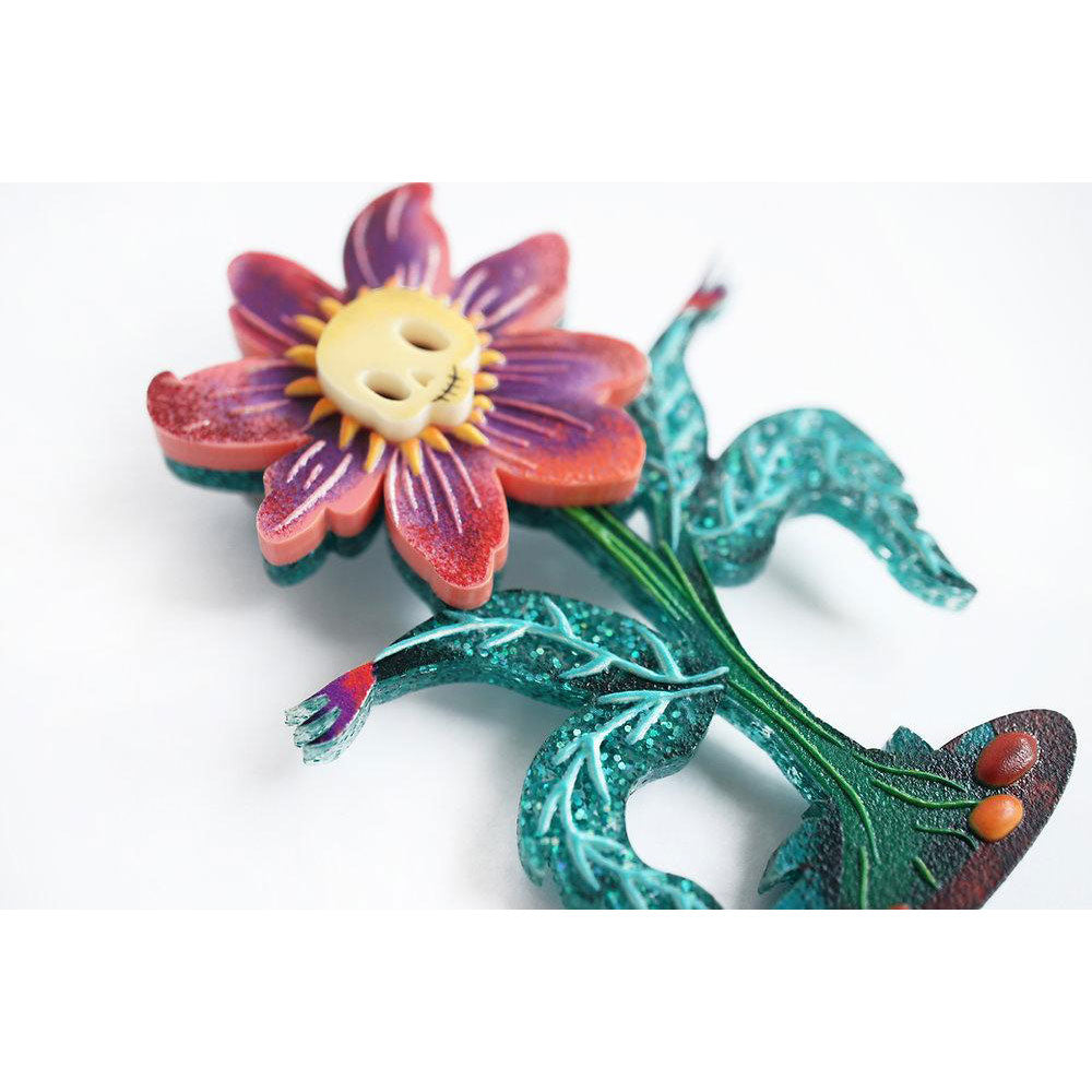 Skull Flower Brooch by Laliblue