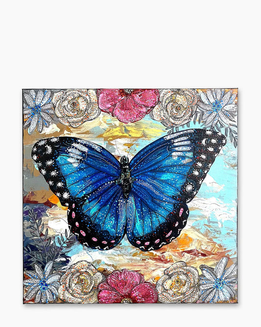 Sky Diamonds Butterfly Floral ( Original Painting )