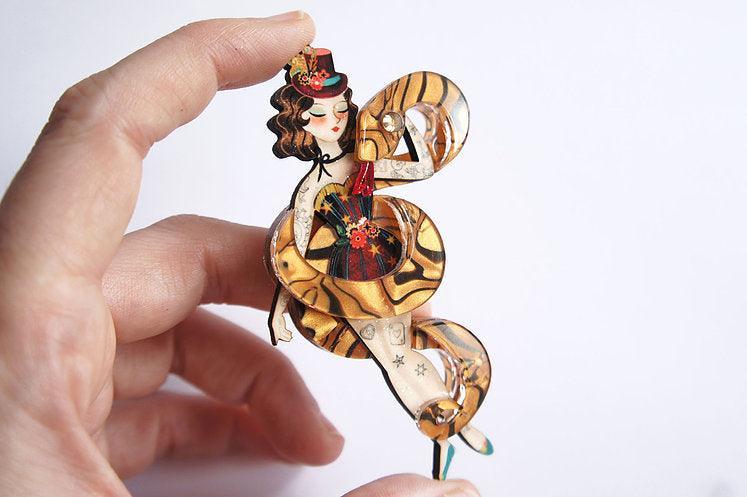 Snake Charmer Halloween Brooch by Laliblue
