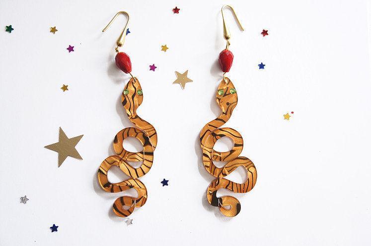 Snake Earrings Halloween Brooch by Laliblue
